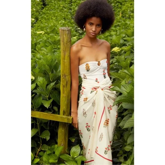 NWT Agua Bendita Toronja Dahlia One Piece Embroidered Beaded Swimsuit - M - Picture 5 of 7